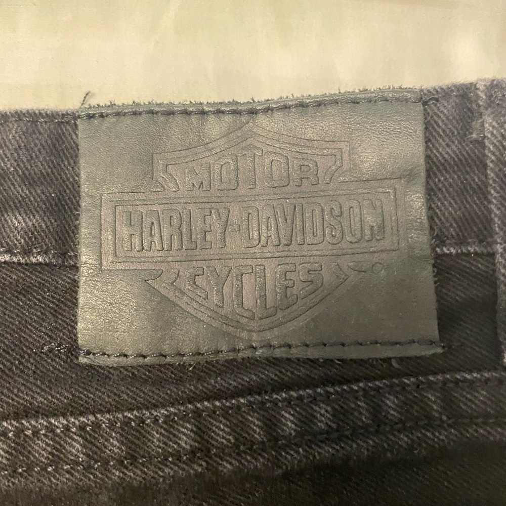 Harley-Davidson Black Boot Cut Jeans with Iconic Leather Patch